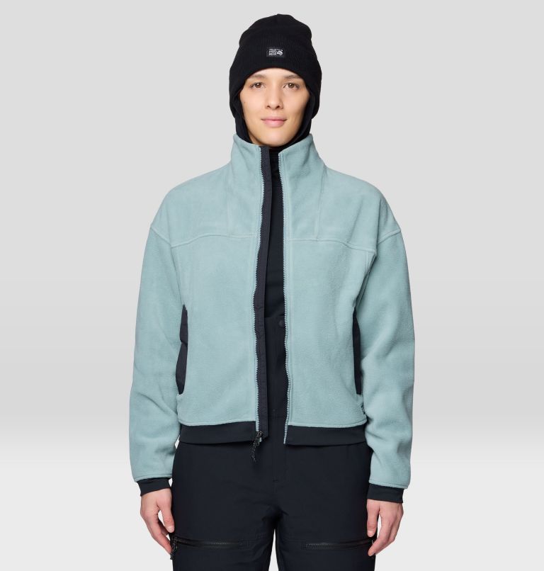 Women's Powder Maven Fleece Full Zip Jacket, Color: Blue Sage, Black, image 4