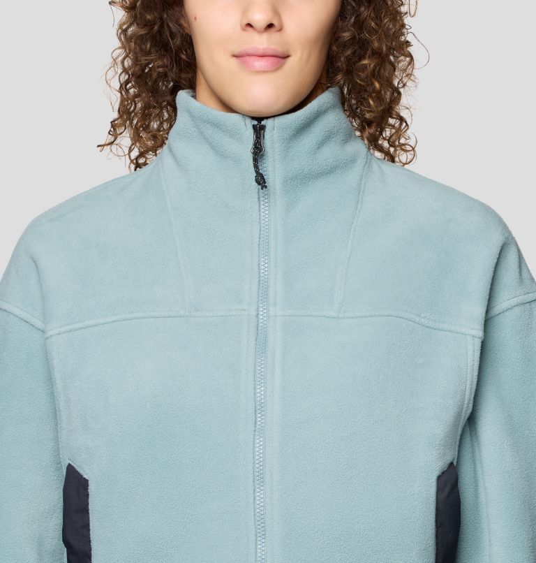 Women's Powder Maven Fleece Full Zip Jacket, Color: Blue Sage, Black, image 5