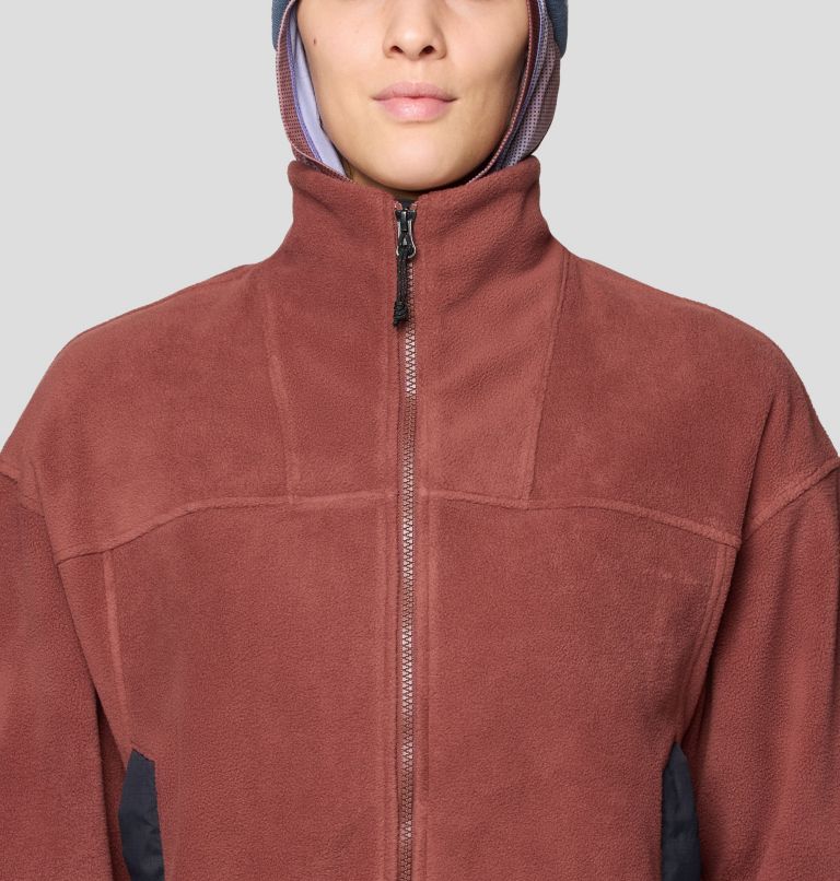 Women's Powder Maven Fleece Full Zip Jacket, Color: Bourbon Brown, Black, image 5