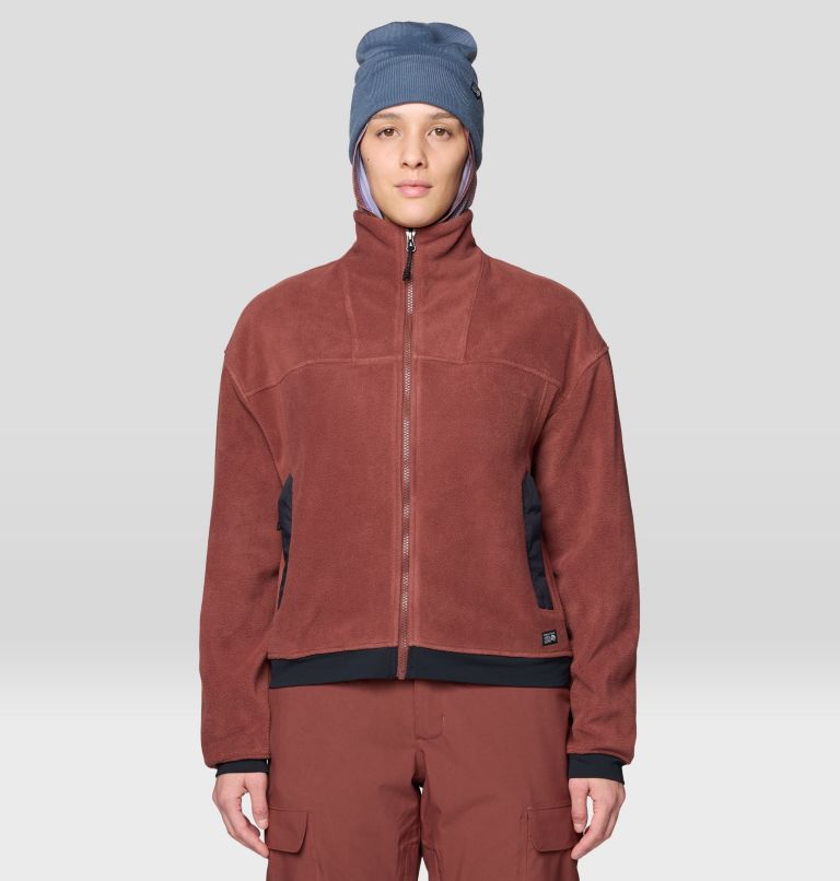 Women's Powder Maven Fleece Full Zip Jacket, Color: Bourbon Brown, Black, image 1