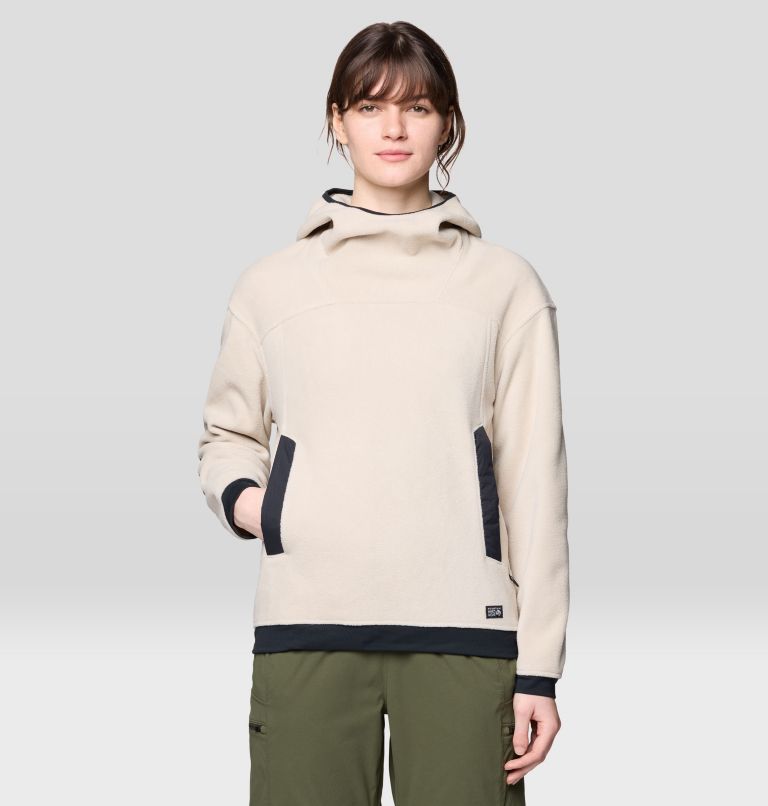 Women's Powder Maven Fleece Pullover Hoody, Color: Fossil, Black, image 4