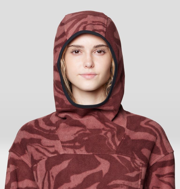 Women's Powder Maven Fleece Pullover Hoody, Color: Bourbon Brown Rockstrata, Black, image 4