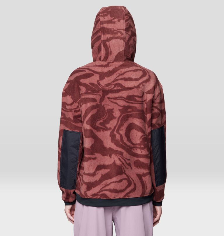 Women's Powder Maven Fleece Pullover Hoody, Color: Bourbon Brown Rockstrata, Black, image 2