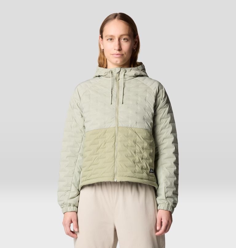 Women's Stretchdown Light Full Zip Hoody, Color: White Sage, Mantis Green, image 1