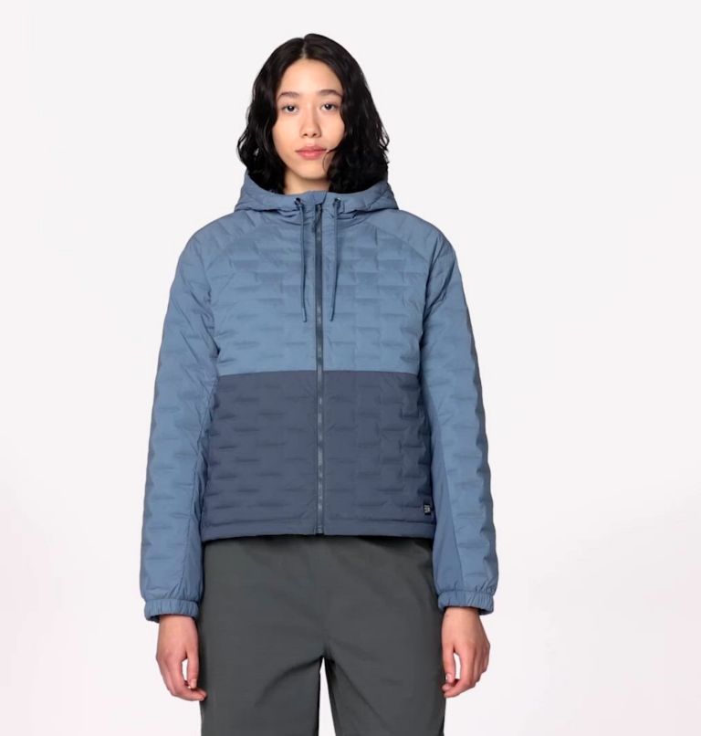 Women's Stretchdown Light Full Zip Hoody, Color: Adriatic Blue, Moon Blue