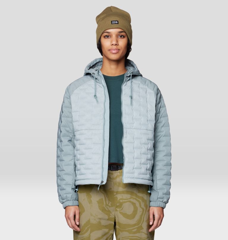 Women's Stretchdown Light Full Zip Hoody, Color: Ice Shadow, Blue Sage, image 4