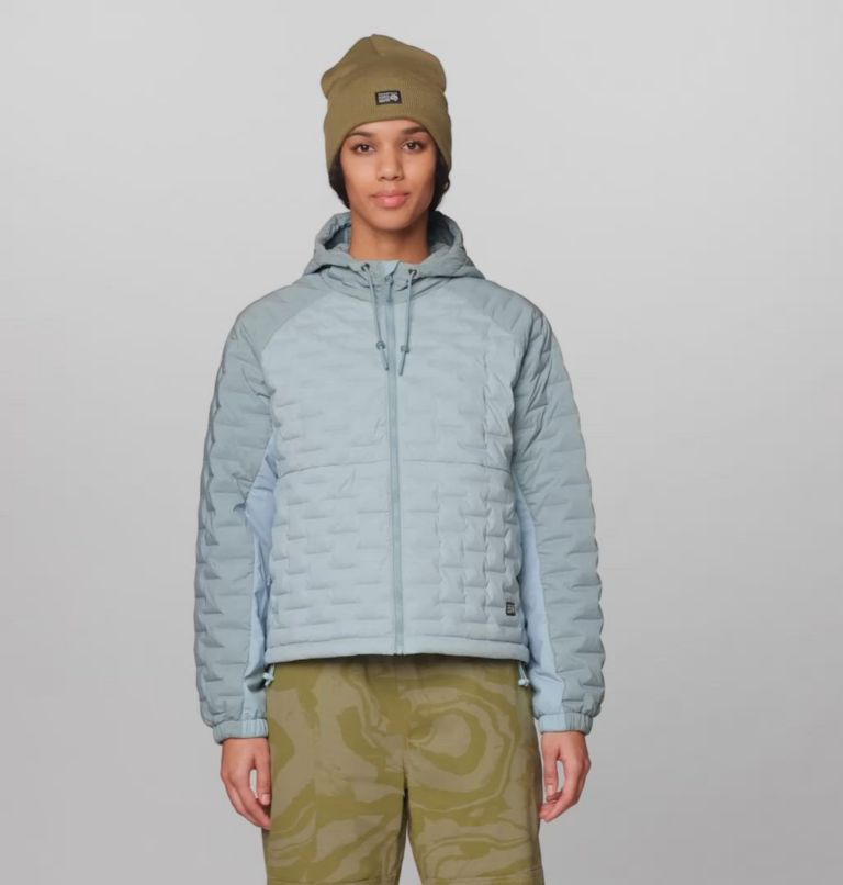 Women's Stretchdown Light Full Zip Hoody, Color: Ice Shadow, Blue Sage