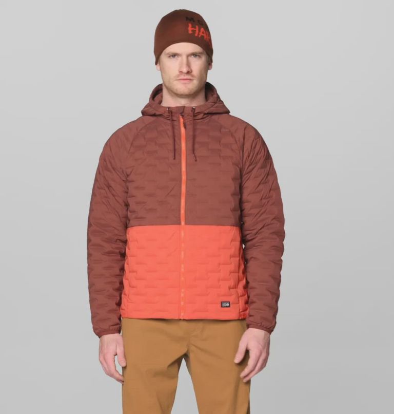 Men's Stretchdown Light Full Zip Hoody, Color: Bourbon Brown, Aspect