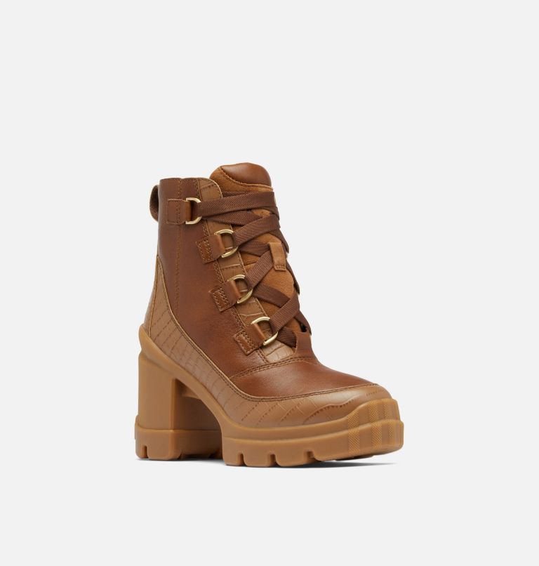 CARIBOU X Women's Lace Heel Boot, Color: Velvet Tan, Tobacco Croc, image 7