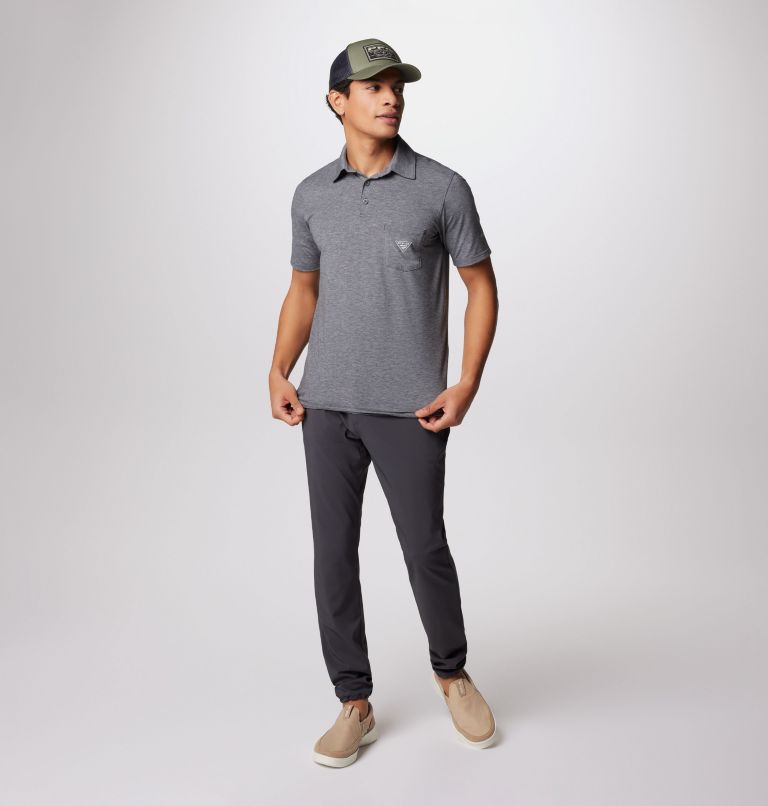 Men's PFG Uncharted Polo Shirt, Color: Shark Heather, image 3