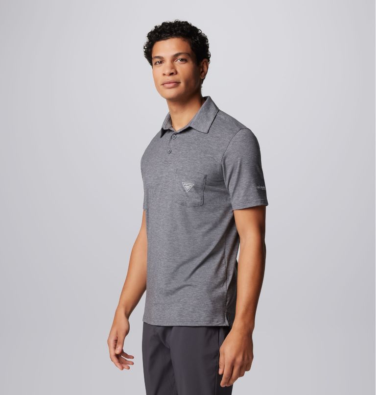 Men's PFG Uncharted Polo Shirt, Color: Shark Heather, image 4