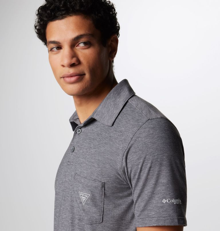 Men's PFG Uncharted Polo Shirt, Color: Shark Heather, image 5
