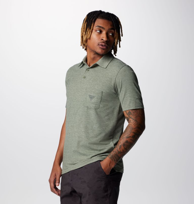 Men's PFG Uncharted Polo Shirt, Color: Cypress Heather, image 5