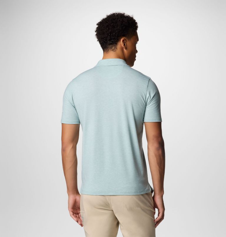 Men's PFG Uncharted Polo Shirt, Color: Crushed Blue Heather, image 3