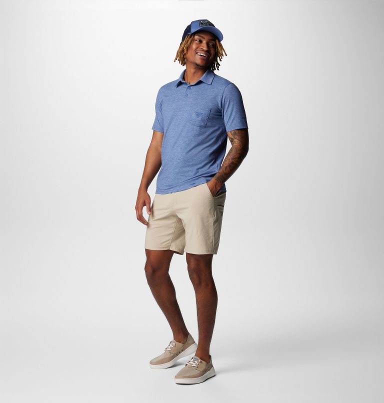 Men's PFG Uncharted Polo Shirt, Color: Bluebell Heather, image 3