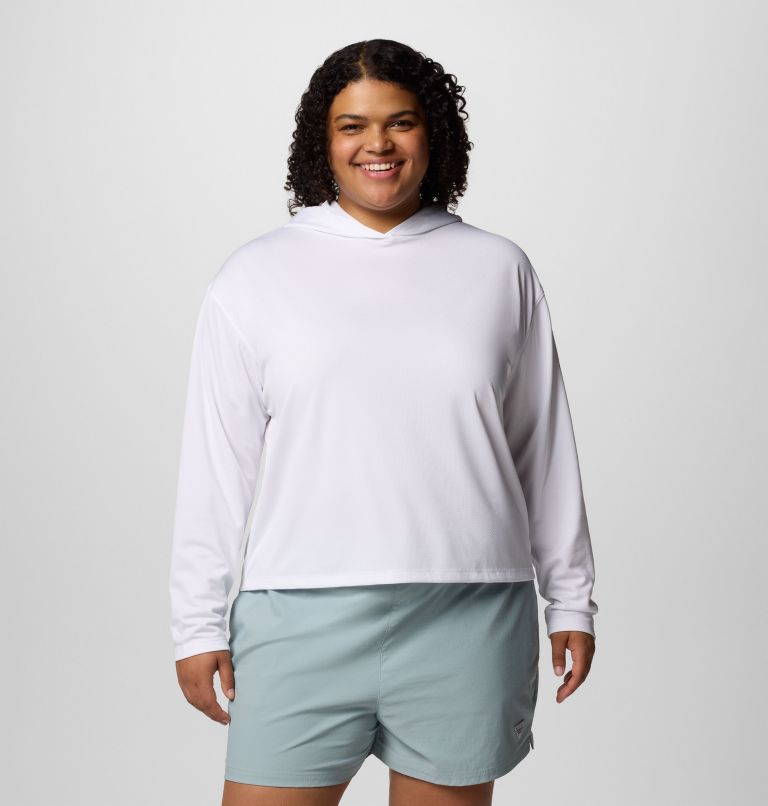 Women's PFG Solar Stream Hoodie - Plus Size, Color: White, image 1