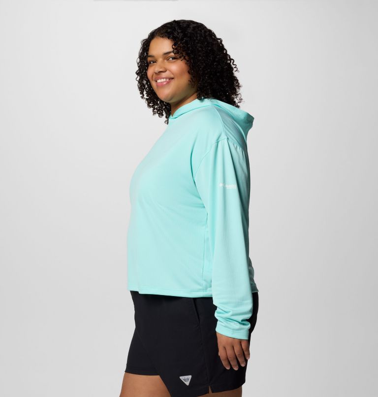 Women's PFG Solar Stream Hoodie - Plus Size, Color: Gulf Stream, image 3