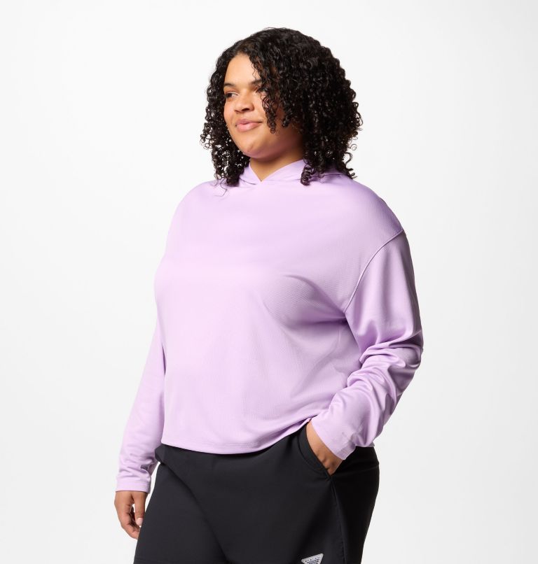 Women's PFG Solar Stream Hoodie - Plus Size, Color: Hydrangea, image 3