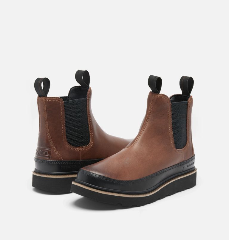 SLABTOWN 62' Men's Chelsea Waterproof Boot, Color: Tobacco, Black, image 9