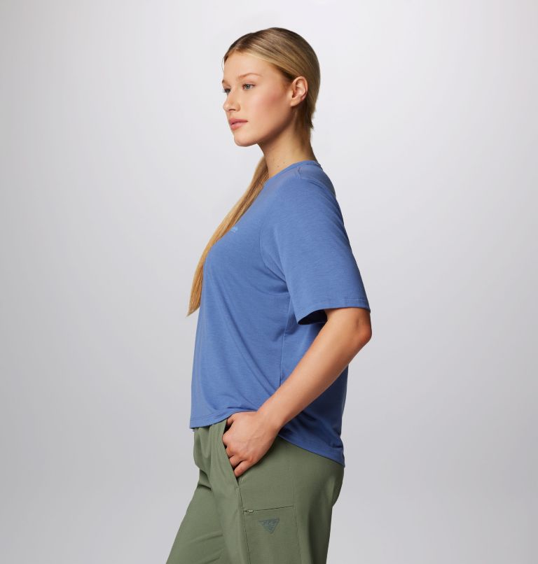 Women's PFG Uncharted Short Sleeve Tech T-Shirt, Color: Bluebell, W Uncharted, image 4