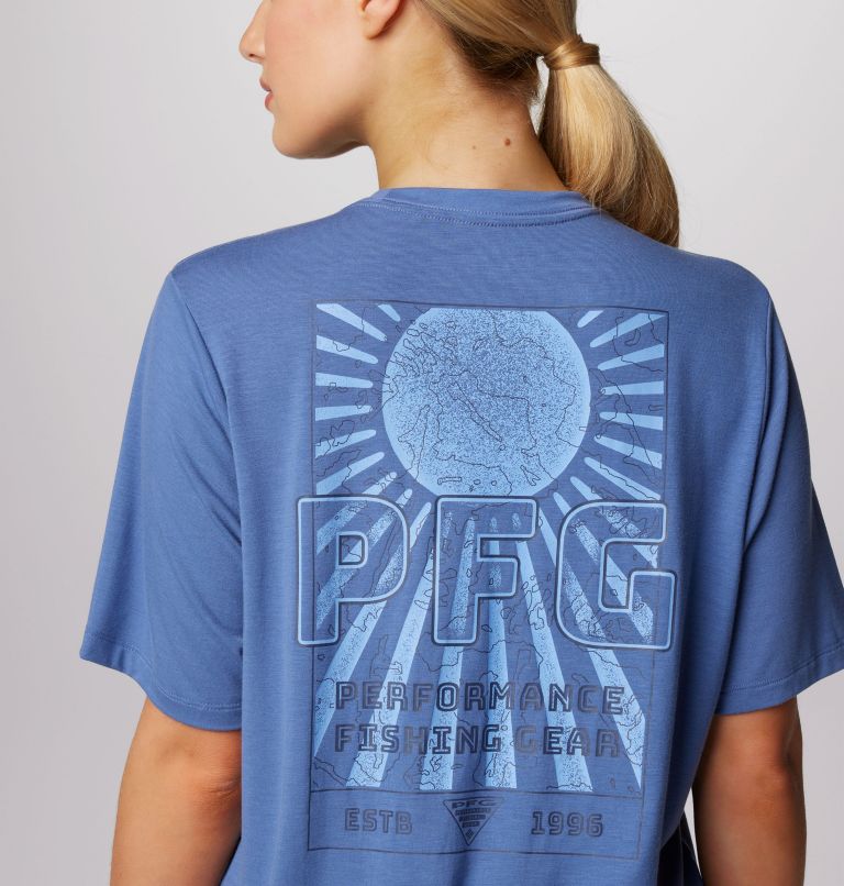 Women's PFG Uncharted Short Sleeve Tech T-Shirt, Color: Bluebell, W Uncharted, image 6