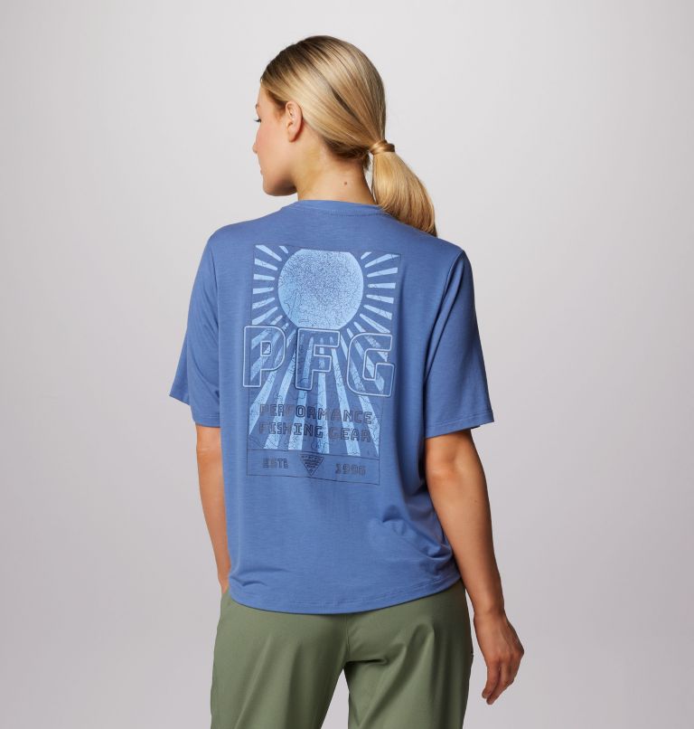 Women's PFG Uncharted Short Sleeve Tech T-Shirt, Color: Bluebell, W Uncharted, image 2