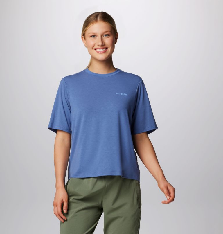 Women's PFG Uncharted Short Sleeve Tech T-Shirt, Color: Bluebell, W Uncharted, image 1