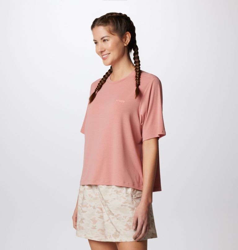 Women's PFG Uncharted Short Sleeve Tech T-Shirt, Color: Sandalwood Pink, W Uncharted, image 4