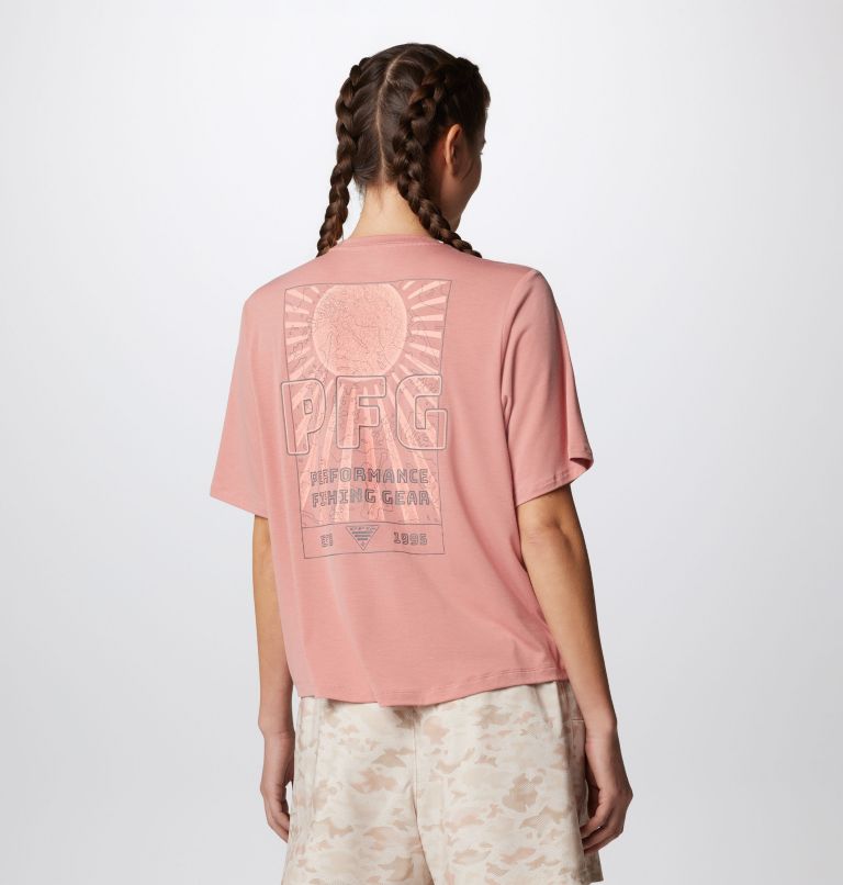 Women's PFG Uncharted Short Sleeve Tech T-Shirt, Color: Sandalwood Pink, W Uncharted, image 2