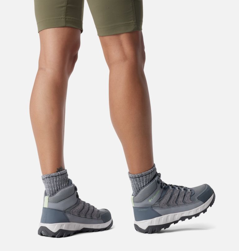 Women's Strata Trail Mid Waterproof Shoe, Color: Ti Grey Steel, Sage Leaf, image 10
