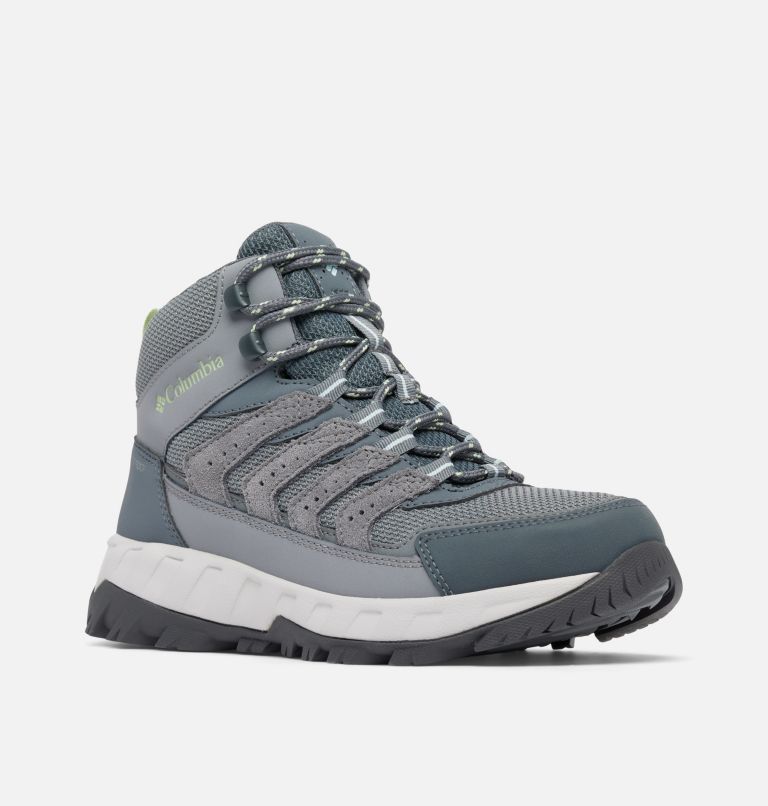 Women's Strata Trail Mid Waterproof Shoe, Color: Ti Grey Steel, Sage Leaf, image 3