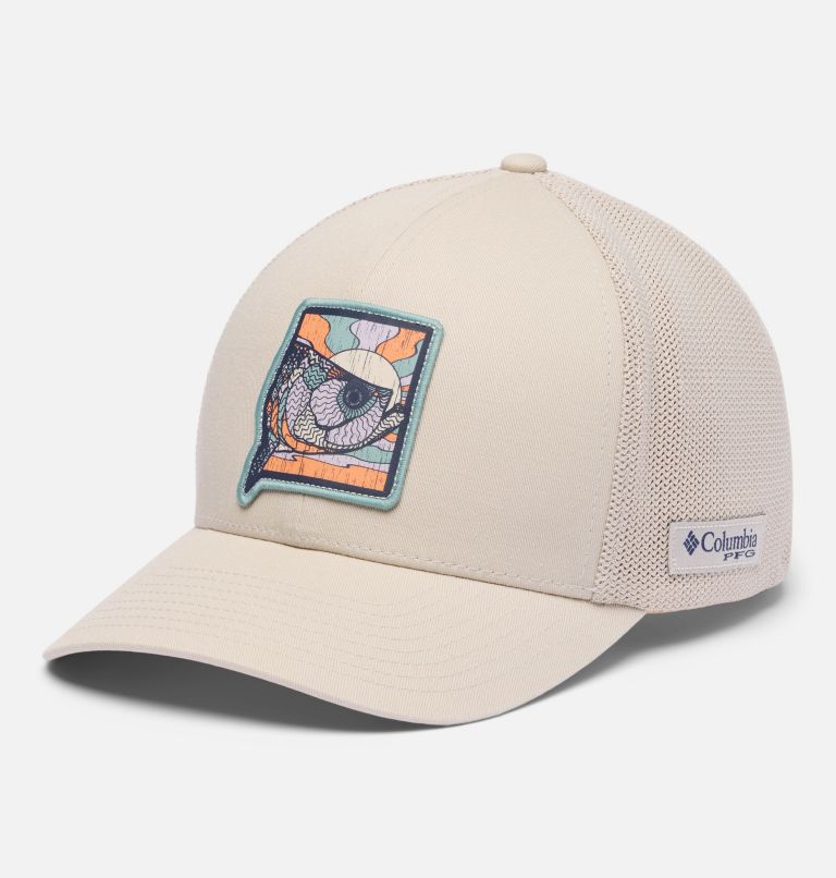 PFG Patch Mesh Ball Cap, Color: Dark Stone, Sunset Fish, image 1