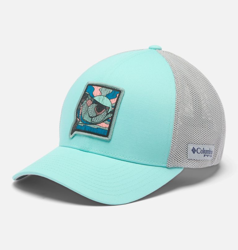 Unisex PFG Patch Mesh Ball Cap, Color: Gulf Stream, Cool Grey, Sunset Fish, image 1