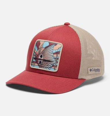 Unisex PFG Patch Mesh Ball Cap, Color: Dusty Crimson, Fossil, Redfish Shine, image 1