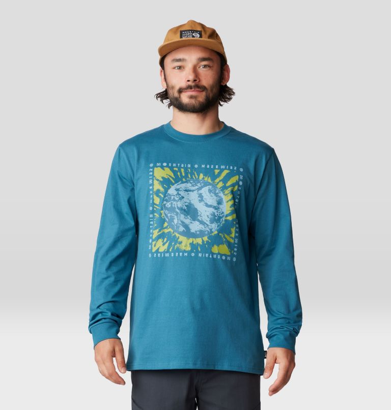 Men's Tie Dye Earth Long Sleeve, Color: Baltic Blue, image 1
