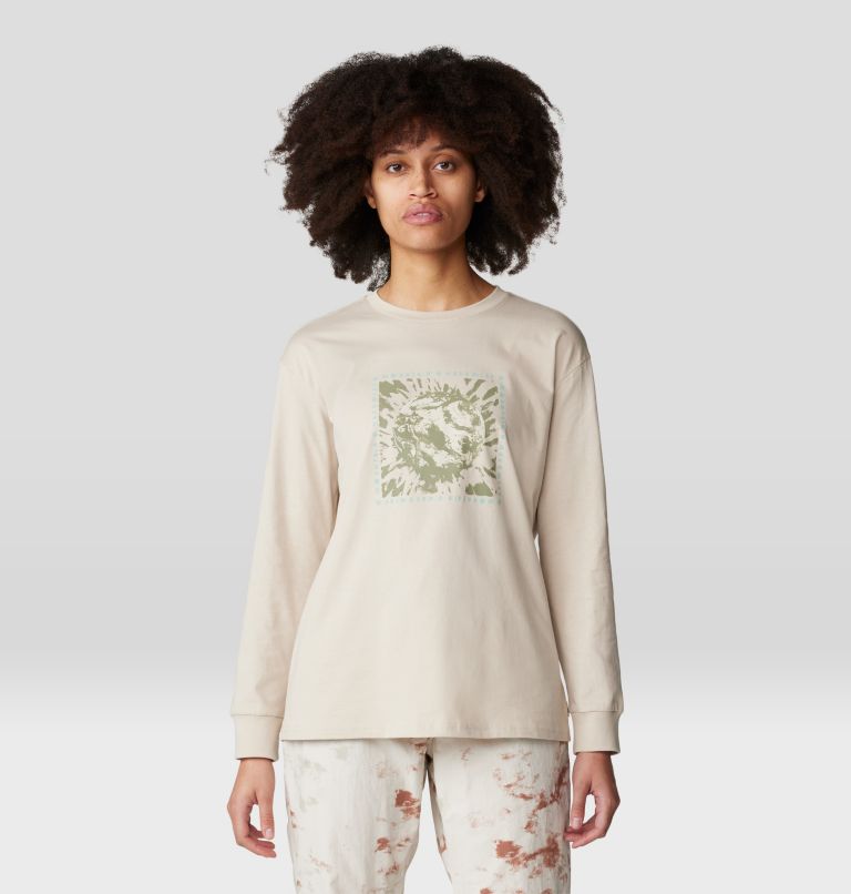 Women's Tie Dye Earth Boxy Long Sleeve, Color: Wild Oyster, image 1