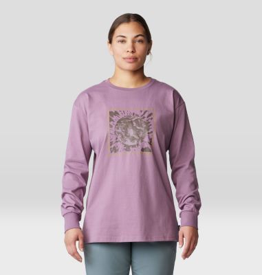 Women's Tie Dye Earth Boxy Long Sleeve, Color: Dark Daze, image 1