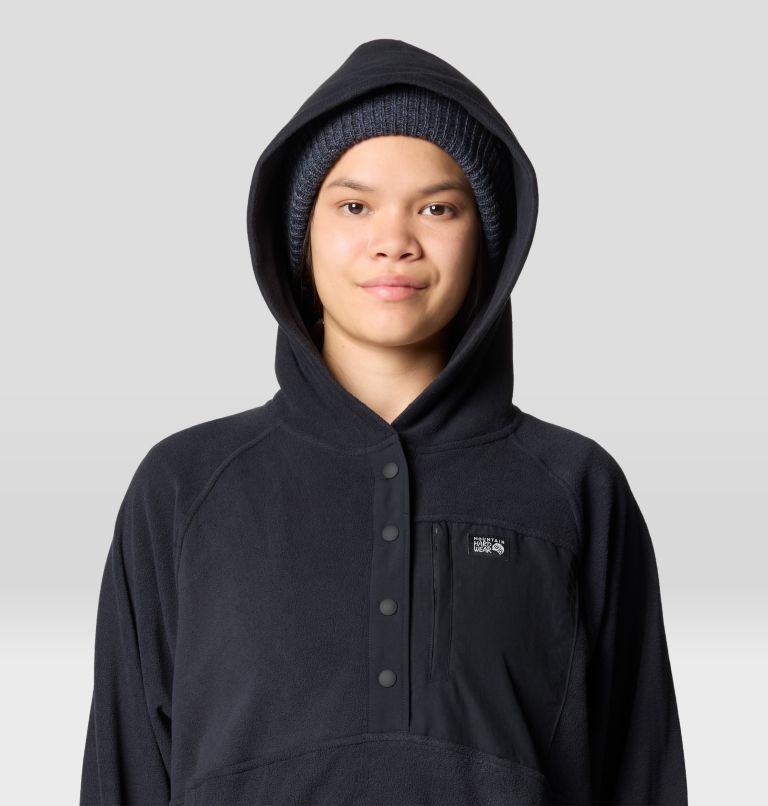 Women's Microchill Snap Neck Pullover, Color: Black, image 4
