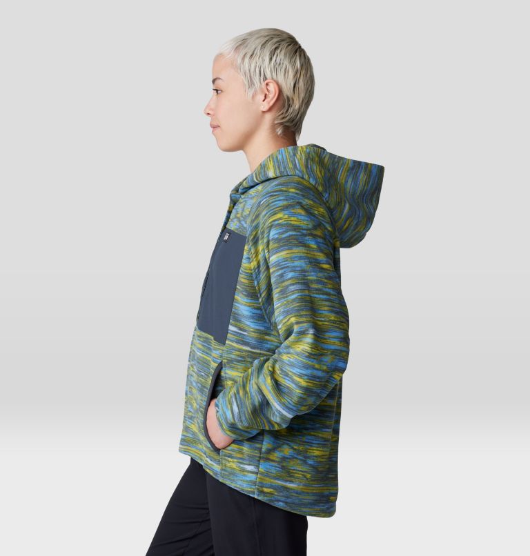 Women's Microchill Snap Neck Pullover, Color: Nitric Blue Stria Print, image 3