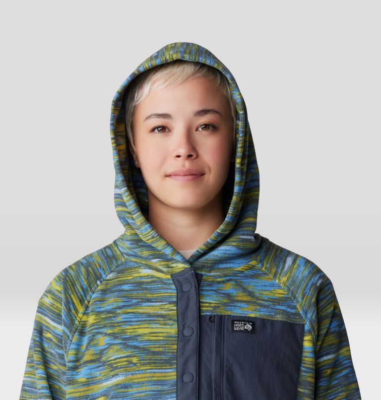 Women's Microchill Snap Neck Pullover, Color: Nitric Blue Stria Print, image 4