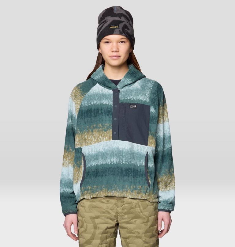 Women's Microchill Snap Neck Pullover, Color: Blue Sage Gradient Stripe, image 1