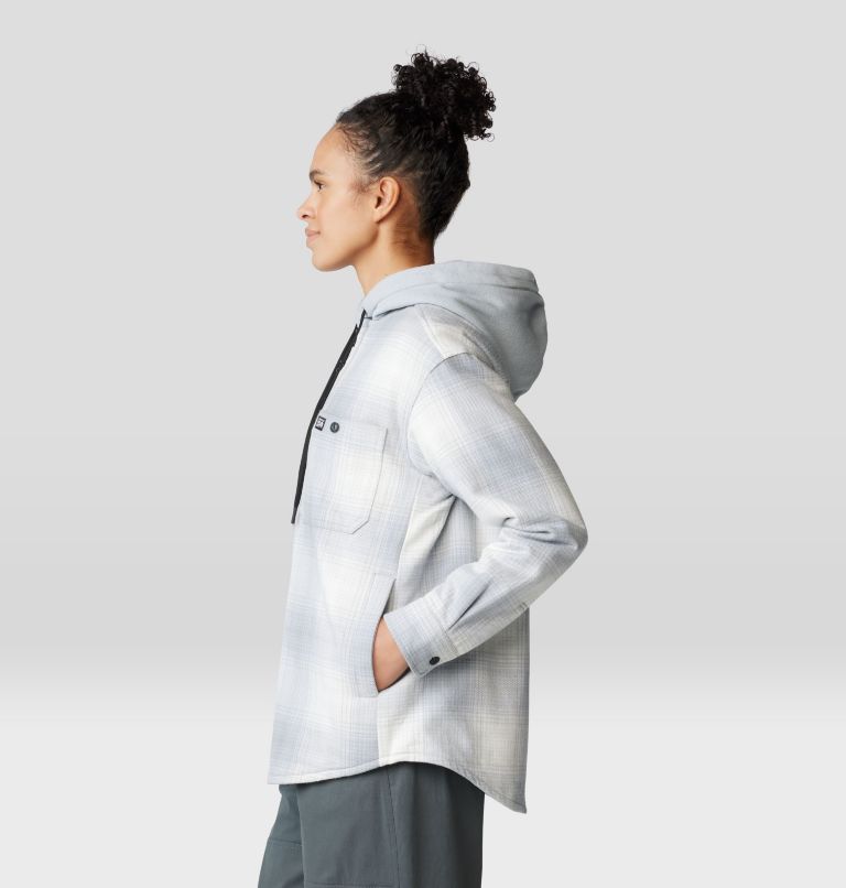 Women's Plusher Microchill Lined Shacket, Color: Glacial Ombre Buffalo Check, image 3