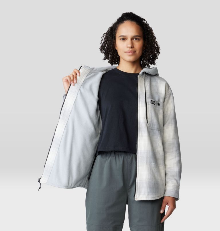 Women's Plusher Microchill Lined Shacket, Color: Glacial Ombre Buffalo Check, image 5