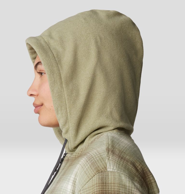 Women's Plusher Microchill Lined Shacket, Color: White Sage Ombre Buffalo Check, image 5