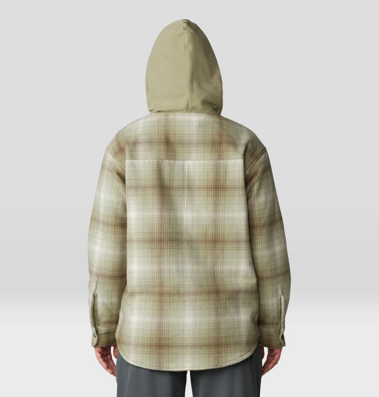 Women's Plusher Microchill Lined Shacket, Color: White Sage Ombre Buffalo Check, image 2