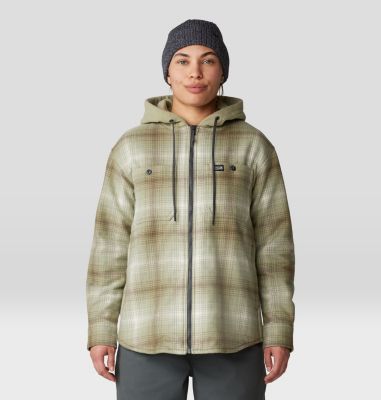 Women's Plusher Microchill Lined Shirt, Color: White Sage Ombre Buffalo Check, image 13