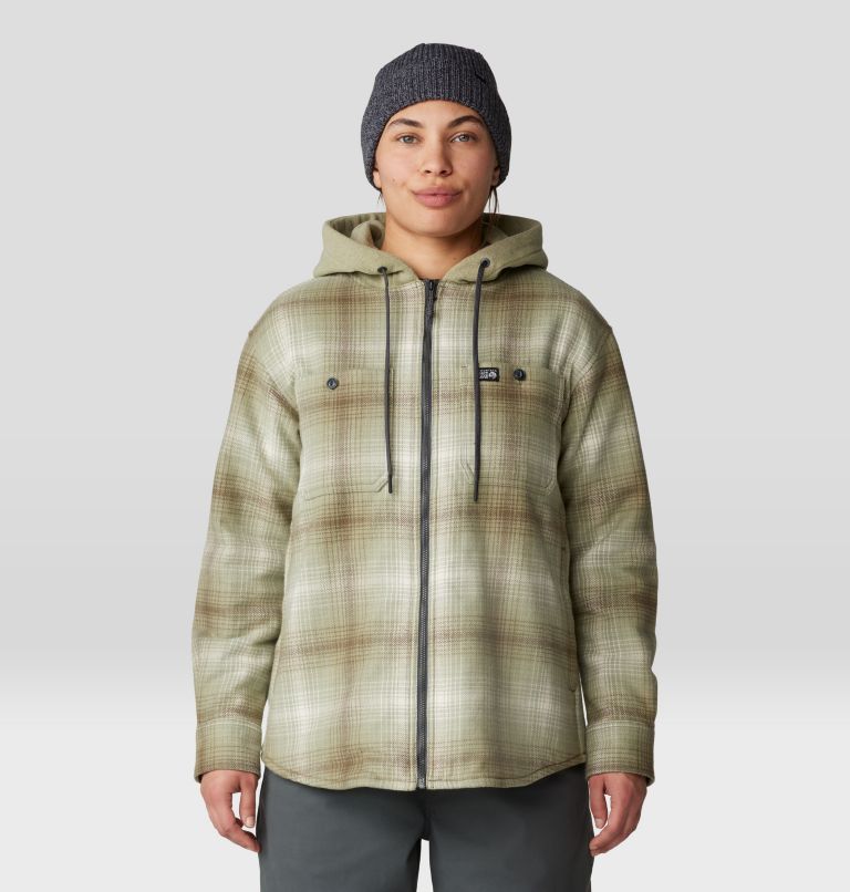 Women's Plusher Microchill Lined Shacket, Color: White Sage Ombre Buffalo Check, image 1