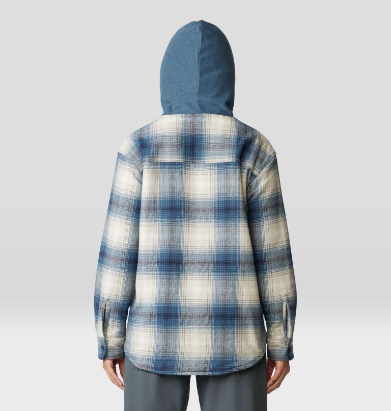 Women's Plusher Microchill Lined Shacket, Color: Adriatic Blue Ombre Buffalo Check, image 2