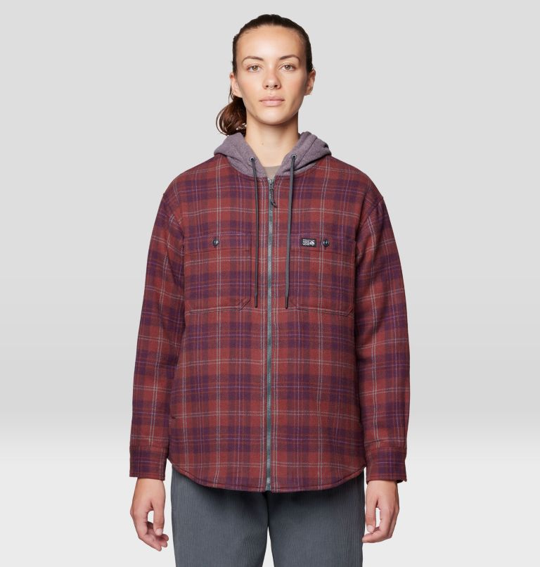 Women's Plusher Microchill Lined Shirt, Color: Blackberry Tartan Plaid, image 4