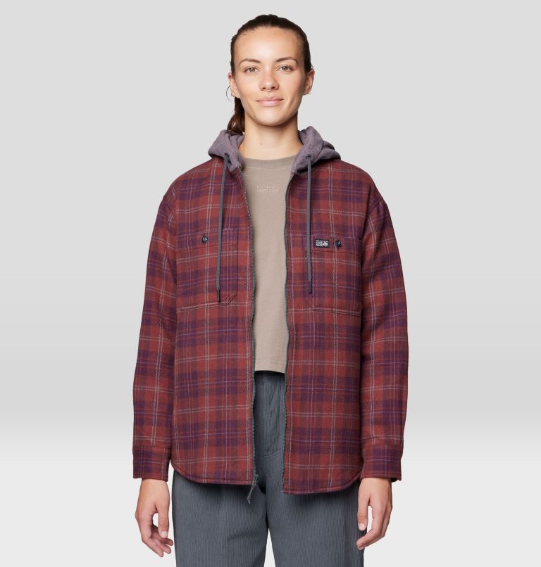 Women's Plusher Microchill Lined Shirt, Color: Blackberry Tartan Plaid, image 1